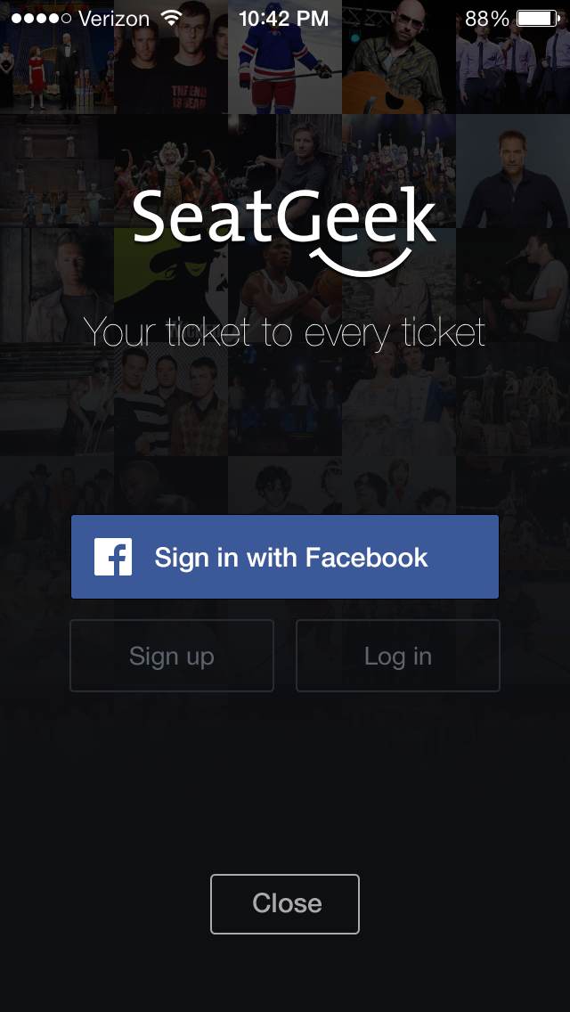 SeatGeek for iOS Accounts