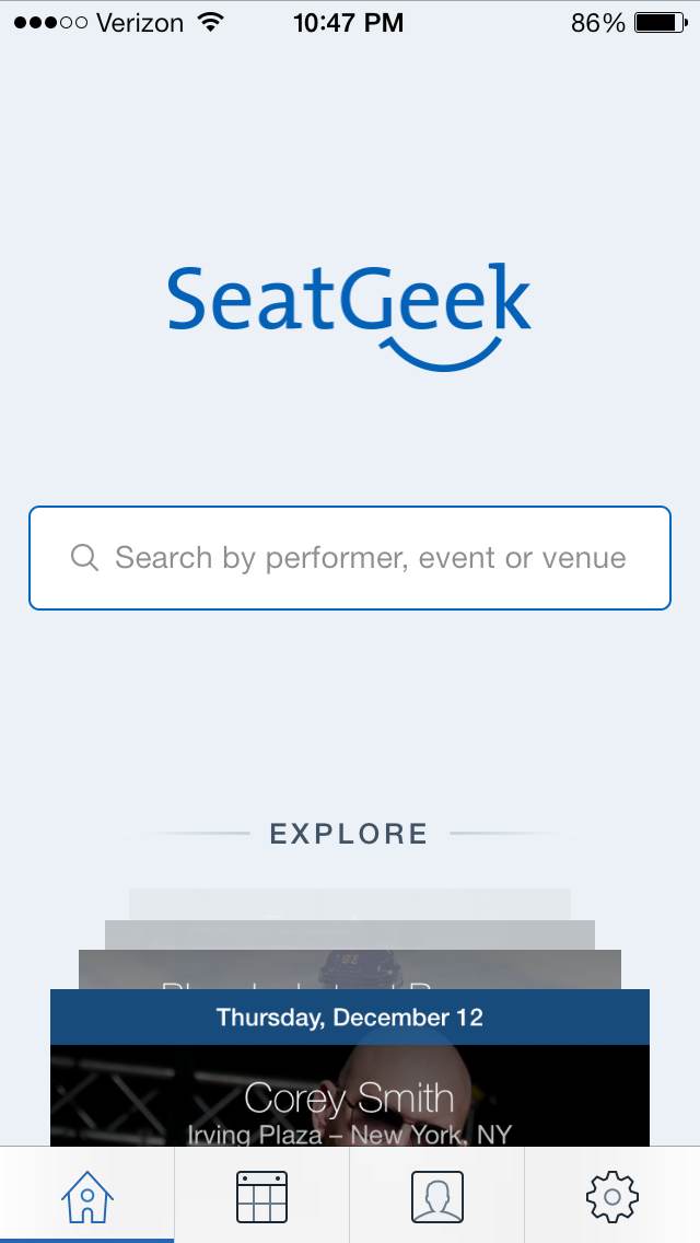 SeatGeek for iOS Homescreen