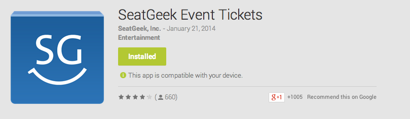 New SeatGeek for Android app icon
